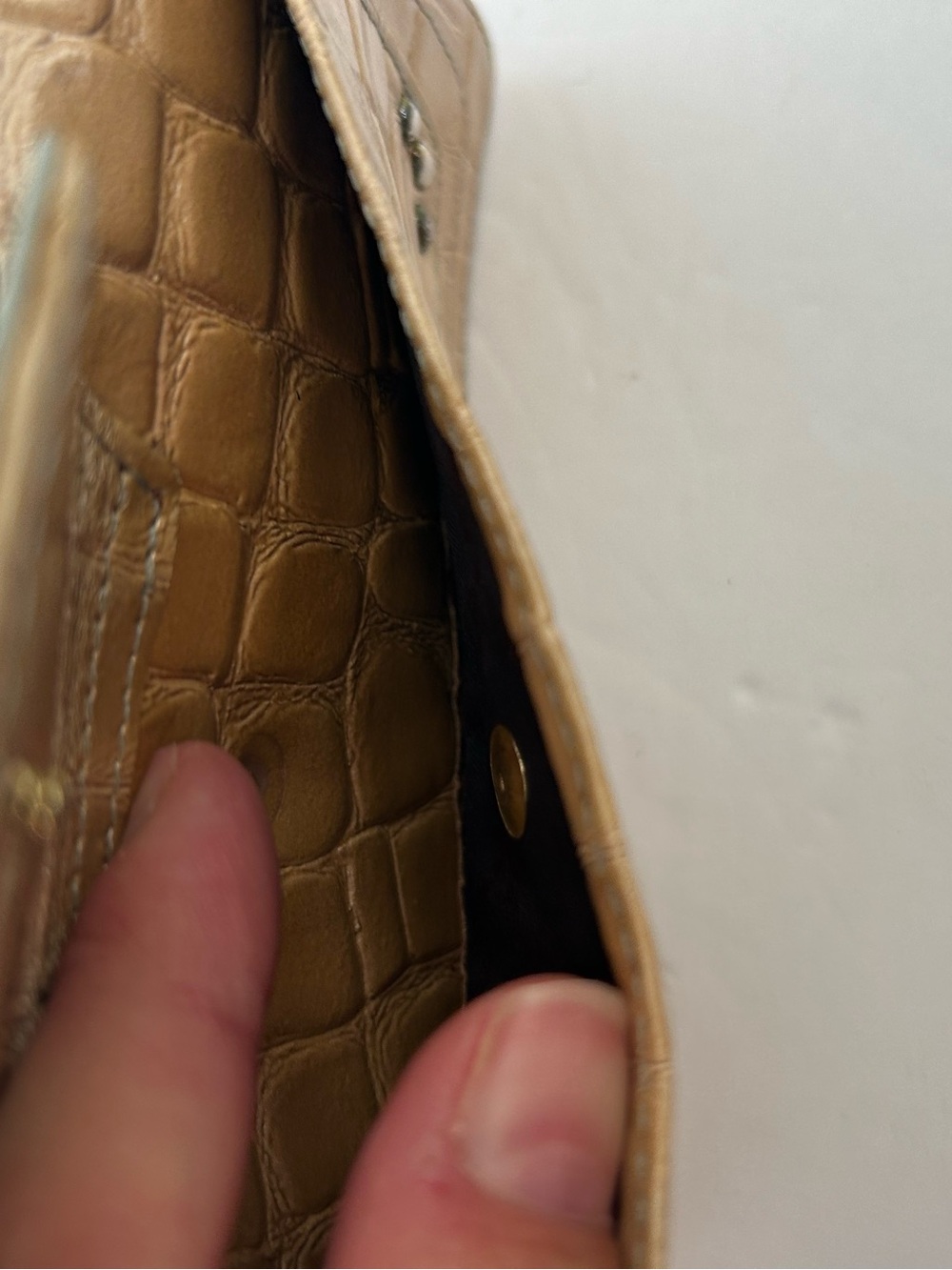 Vintage Roberta di Camerino Croc Embossed Wallet Beige Ivory RC Logo w/ COA - Picture 9 of 11